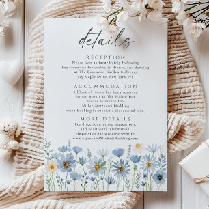 Dusty Blue Sage Wildflower Floral Wedding Details Enclosure Card