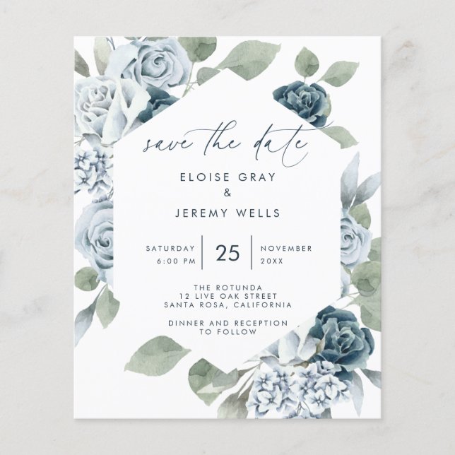 Dusty Blue Save the Date  (Front)