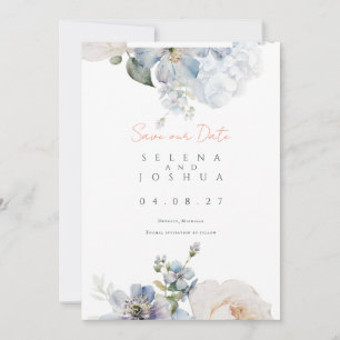 Dusty Blue Save the Date Romantic Pastel Design