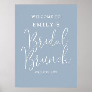 Dusty Blue Script Bridal Brunch Welcome Sign
