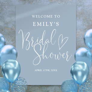 Dusty Blue Script Bridal Shower Welcome Sign
