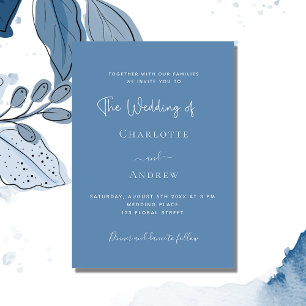 Dusty blue script luxury wedding invitation