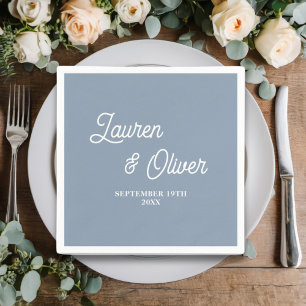 Dusty Blue Script Minimalist Wedding Napkin
