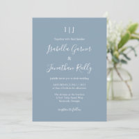 Dusty Blue Script Modern Monogram Elegant Wedding