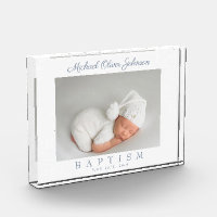 Dusty Blue Script Photo Baptism Photo Block