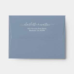 Dusty Blue Script Return Address Wedding A2 Envelope