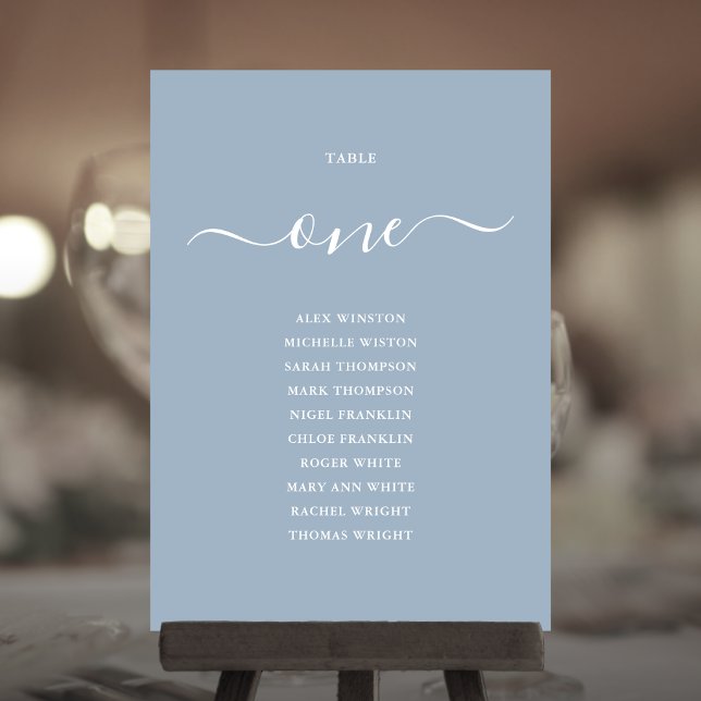 Dusty Blue Script Table Number 1 Seating Chart (Dusty Blue Script Table Number 1 Seating Chart)