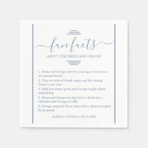 Dusty blue script typography Fun Facts wedding   N Napkin