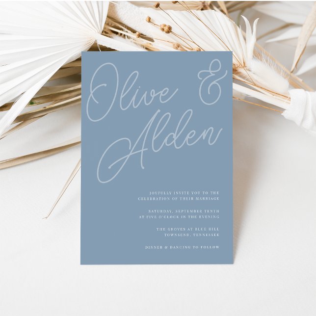 Dusty Blue | Script Watermark Wedding Invitation (Creator Uploaded)