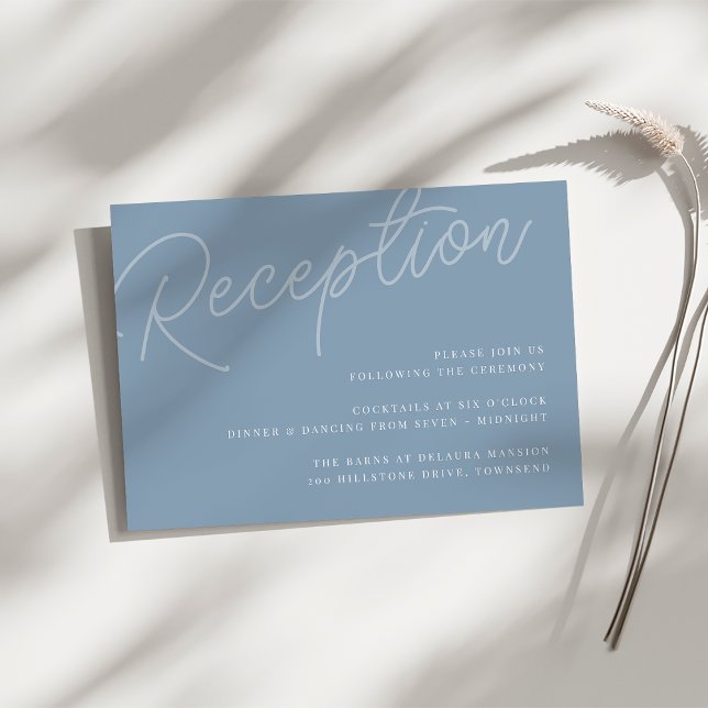 Dusty Blue | Script Watermark Wedding Reception Enclosure Card (Creator Uploaded)