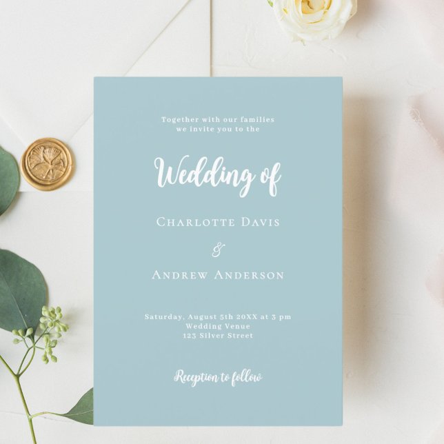 Dusty blue script wedding invitation (Creator Uploaded)