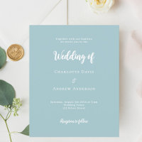 Dusty blue script wedding invitation