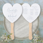 Dusty Blue Script Wedding Program Heart Hand Fan<br><div class="desc">This stylish wedding program can be personalised with your special wedding day information featuring chic modern typography. Designed by Thisisnotme©</div>