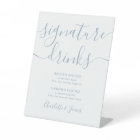 Dusty Blue Script Wedding Signature Drinks