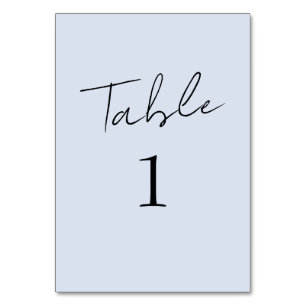 Dusty Blue Script Wedding Table Number