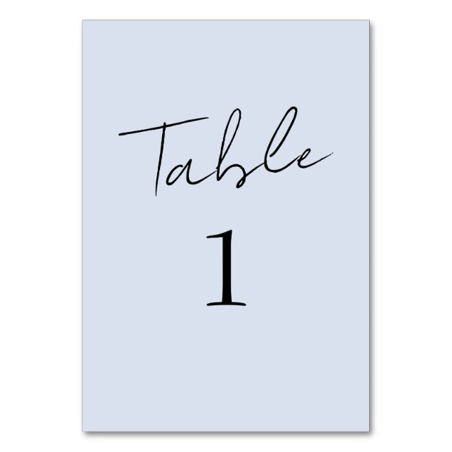 Dusty Blue Script Wedding Table Number (Front)