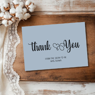 Dusty Blue Script with Heart Bridal Thank You Card