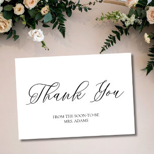 Dusty Blue Script with Heart Bridal Thank You Card