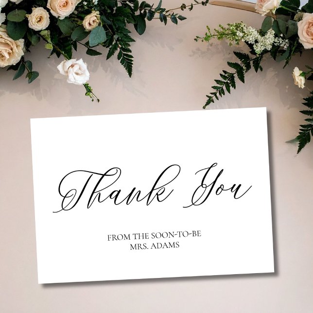 Dusty Blue Script with Heart Bridal Thank You Card (Creator Uploaded)