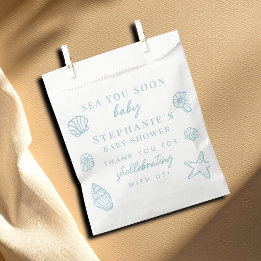 Dusty Blue Sea You Soon Thank You Baby Shower Favour Bags