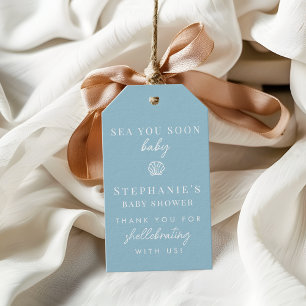 Dusty Blue Sea You Soon Thank You Baby Shower Gift Tags