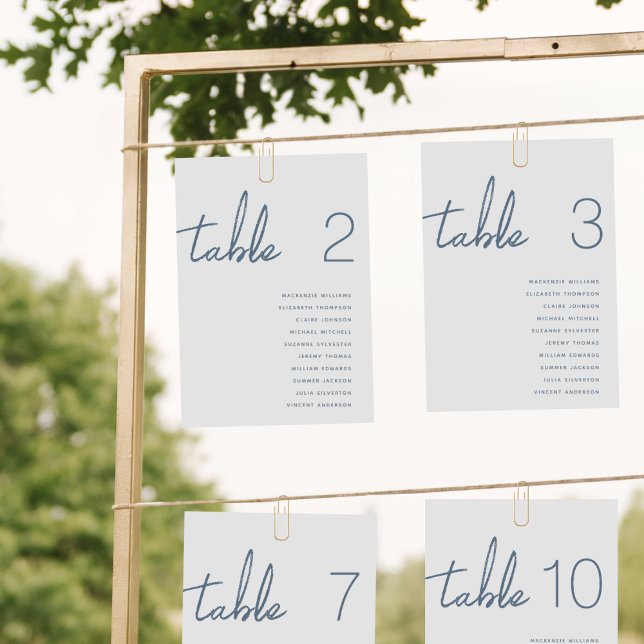 Dusty Blue Seating Chart Card Whimsical Script (Creator Uploaded)