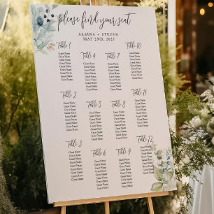 Dusty Blue Seating Chart   Elegant Spring Wedding