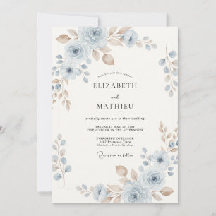 Dusty Blue Seraphic Summer Wedding Invitation