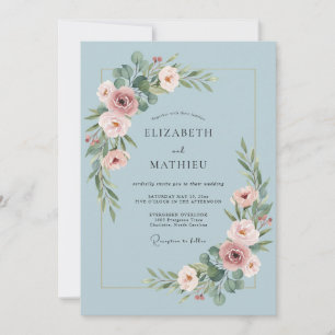Dusty Blue Serene Spring Wedding Invitation