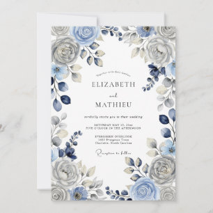 Dusty Blue Serene Winter Wedding Invitation