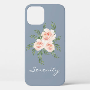 Dusty Blue Serenity Romantic Watercolor Typography iPhone 12 Pro Case