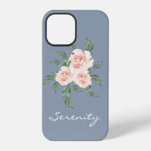 Dusty Blue Serenity Romantic Watercolor Typography iPhone 12 Pro Case