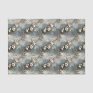 Dusty Blue Shabby Floral Design Decoupage Paper