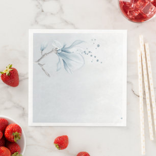 dusty blue shades flowers botanical wedding napkin