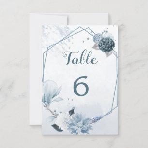 dusty blue shades flowers geometric table number