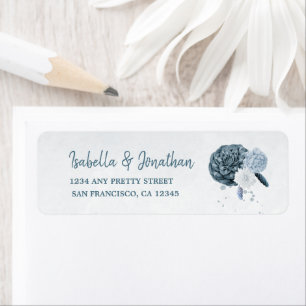 dusty blue shades flowers wedding return address