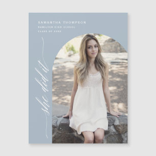 Dusty Blue She Did It Arch Photo Graduation Magnet