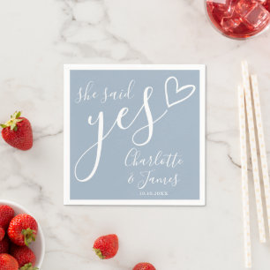 Dusty Blue She Said Yes Engagement Party Napkin