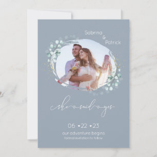 Dusty Blue She Said Yes Photo Save The Date