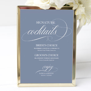 Dusty Blue Signature Cocktails Wedding Sign