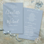 Dusty Blue Signature Script Wedding Program<br><div class="desc">Dusty blue signature script wedding program featuring chic modern typography,  this stylish wedding program can be personalised with your special wedding day information. Designed by Thisisnotme©</div>