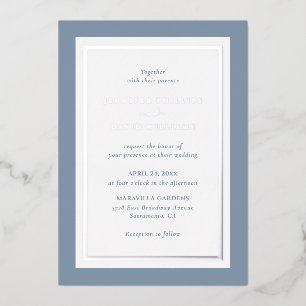 Dusty Blue Silver Foil Invitation