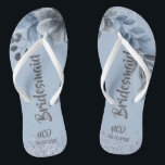 Dusty Blue Silver Geometric Flora Bridesmaid Favou Jandals<br><div class="desc">You will love this dusty blue and silver geometric frame and florals,  a touch of silver glitter and dusty blue Kraft paper textures. Great for your wedding celebrations!</div>