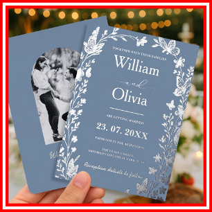 Dusty Blue Silver Wildflower Photo Wedding