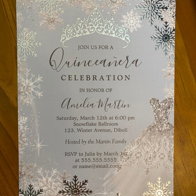 Dusty Blue Silver Winter Snowflake Quinceanera  (Creator Uploaded)