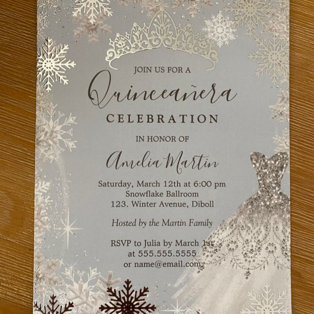 Dusty Blue Silver Winter Snowflake Quinceanera  (Creator Uploaded)