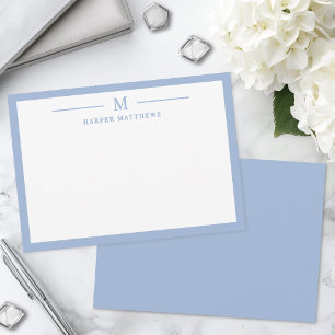 Dusty Blue Simple Classic Personalised Stationery Card