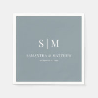 Dusty Blue Simple Elegant Couple Initials Wedding