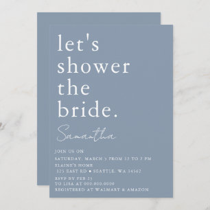 Dusty Blue Simple Elegant Modern Bridal Shower  Invitation