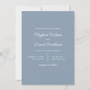 Dusty Blue Simple Elegant Modern Wedding Invitatio Invitation